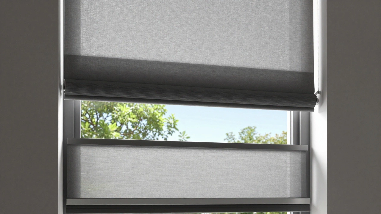 Top-down bottom-up blinds showing treetops while blocking the lower view