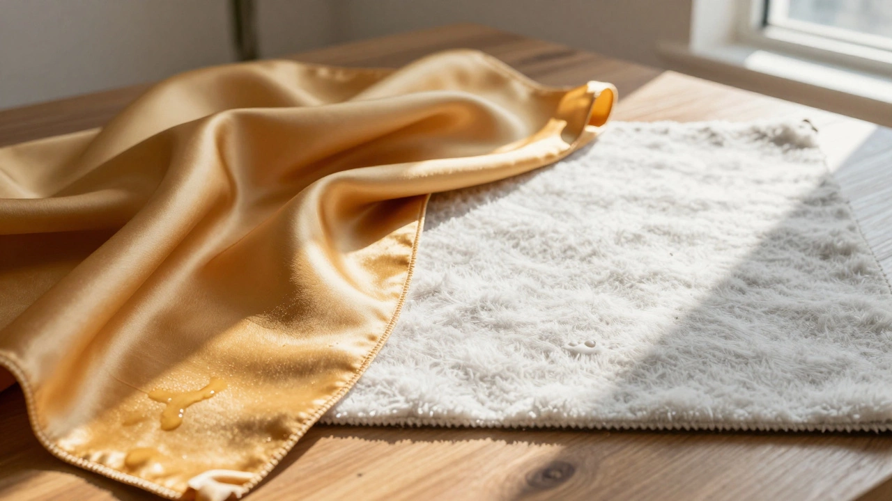 Comparison of lustrous natural wool vs dull synthetic fiber