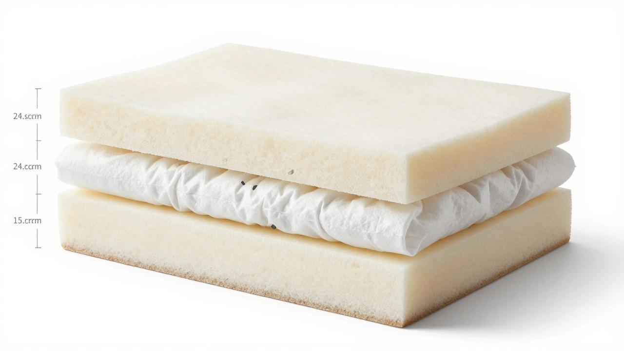 Cross-section diagram showing layered sofa cushion construction