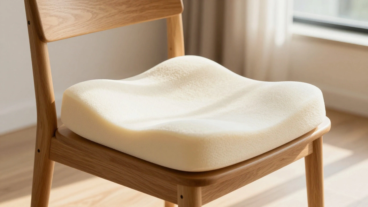 A supportive memory foam cushion on a chair, representing comfort and dignity for patients.