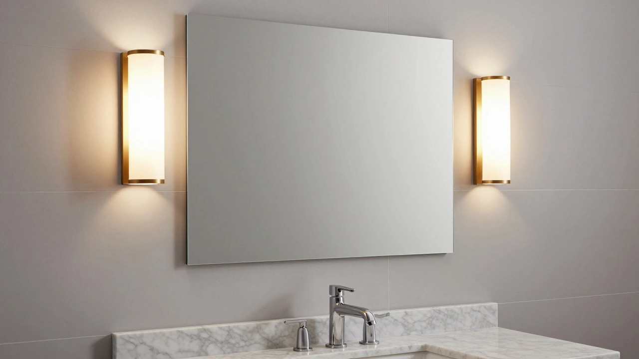 Bathroom mirror with side sconces for even lighting