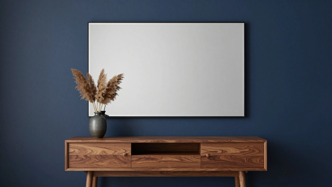 Wide mirror above console table following size rules