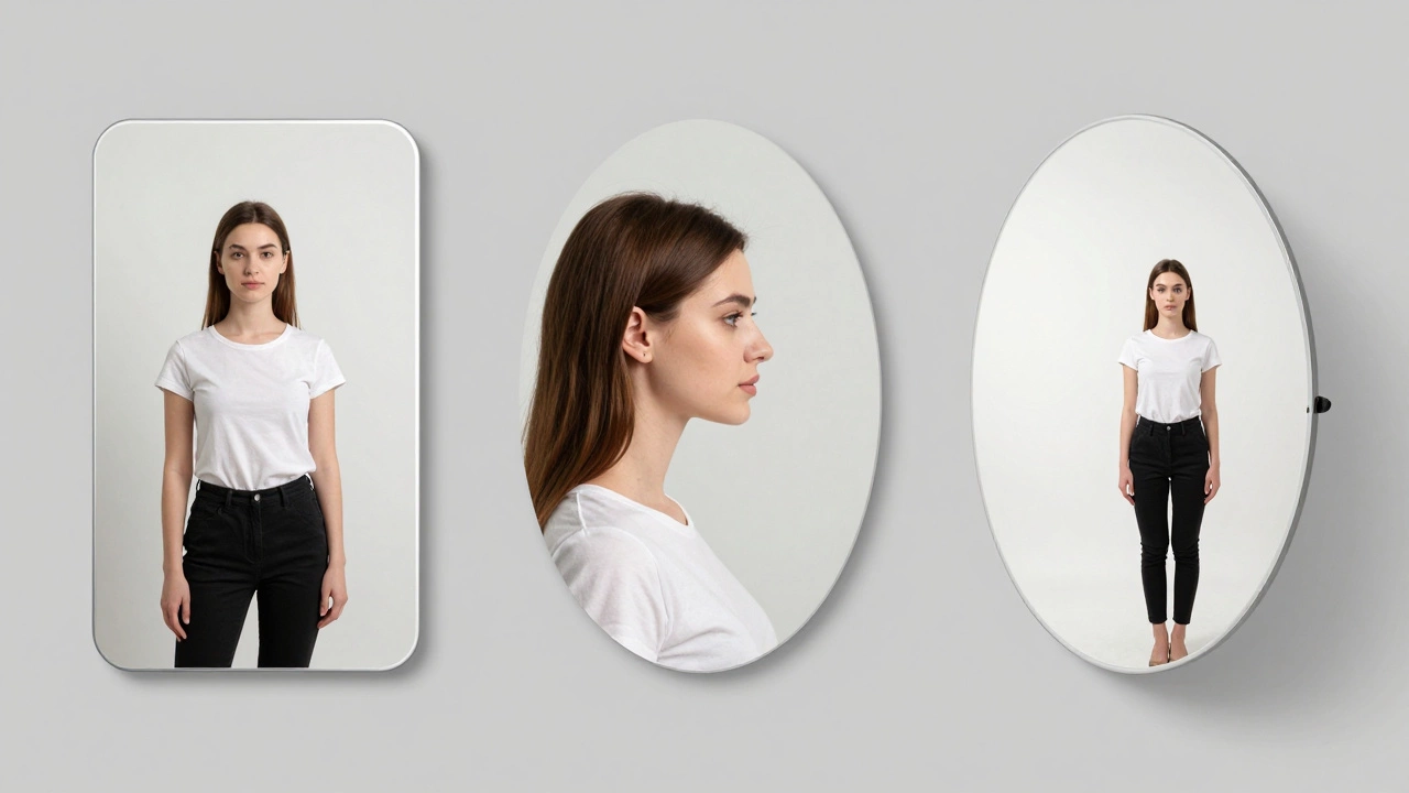 Comparison of flat, concave, and convex mirror reflections