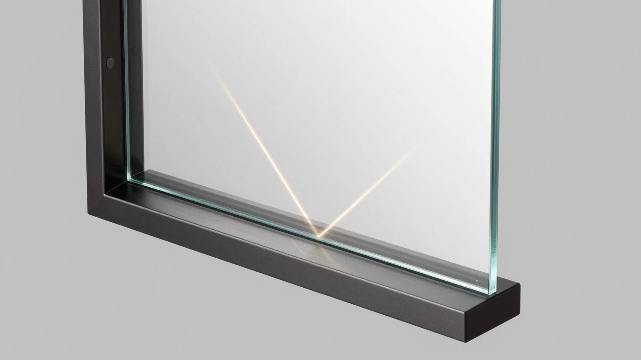 Diagram of dual-mirror assembly showing light path physics