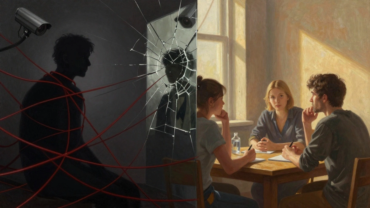 Split image showing digital isolation vs real human connection