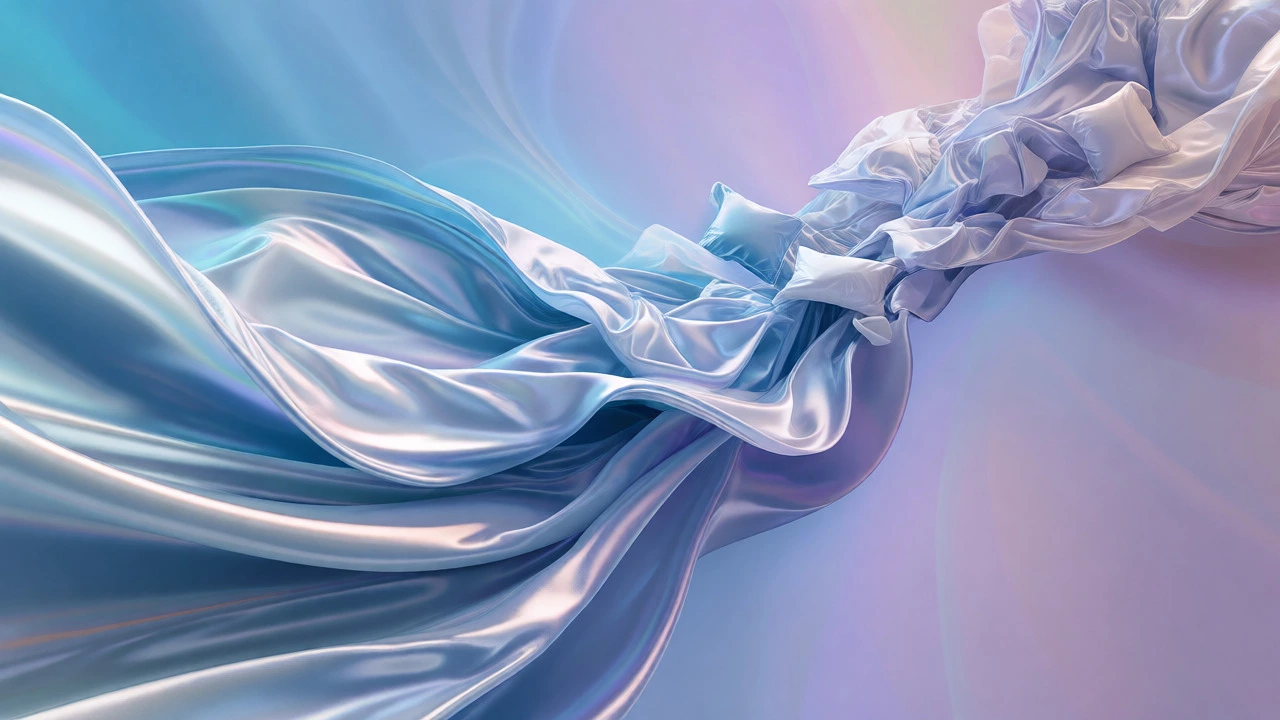 Abstract visualization of bedding as a unified flow of merging fabric textures.